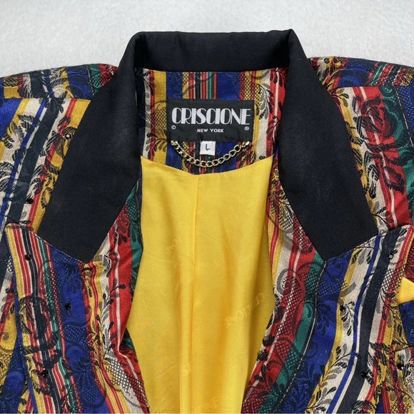 Criscione Sz L Brocade Floral Vintage Embellished Jacket Blazer Made In USA - Picture 3 of 16